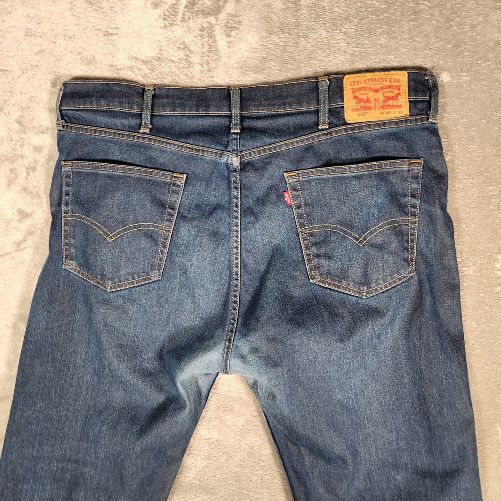 Levi's 505 Jeans Men's 40X30 Blue Dark Wash Straight Fit‎ Classic Denim - Picture 10 of 12